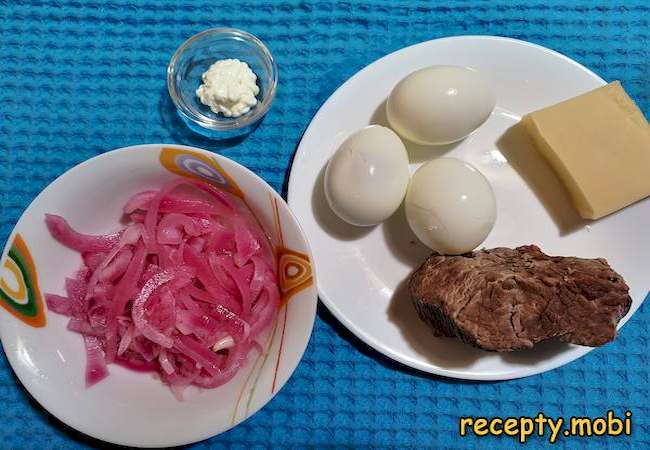 ингредиенты для салата мужской каприз с говядиной