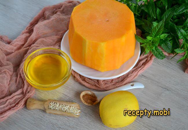 ингредиенты для приготовление тыквы запеченной в духовке с медом - фото шаг 1