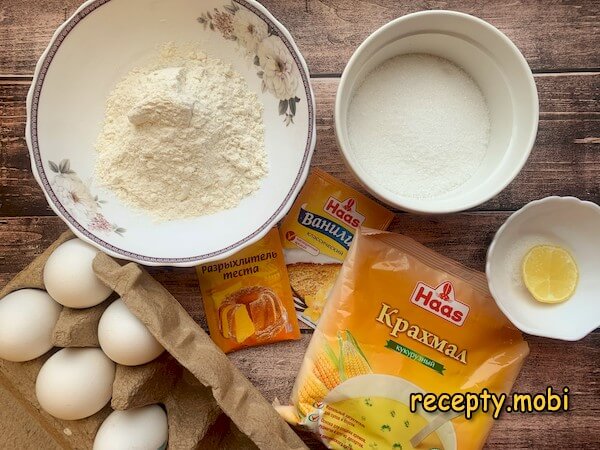ингредиенты для приготовления ангельского бисквита