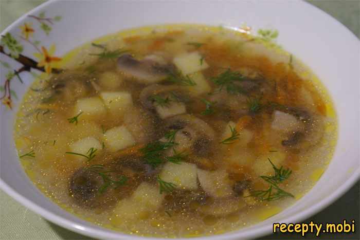 грибной суп из свежих шампиньонов