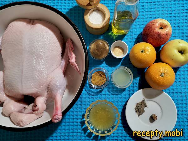 Ингредиенты для приготовления утки в духовке целиком - фото шаг 1
