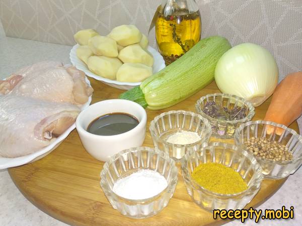 ингредиенты для курицы с кабачками и картошкой в духовке - фото шаг 1