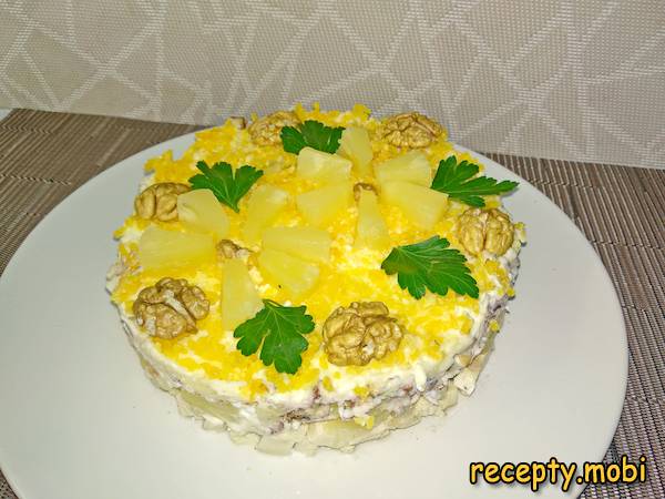 Salad «Lady's Caprice» with chicken and pineapple