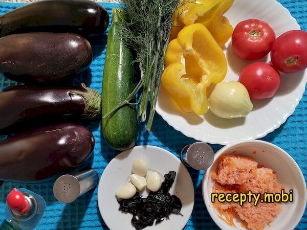 ингредиенты для овощного рагу с баклажанами и кабачками - фото шаг 1