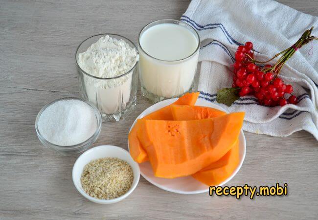ингредиенты для приготовления блинов из тыквы с кунжутом - фото шаг 1