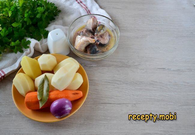 ингредиенты для приготовления рыбного супа из консервов сардины - фото шаг 1