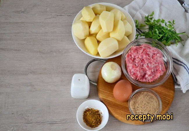 ингредиенты для приготовления котлет из картофельного пюре с фаршем - фото шаг 1