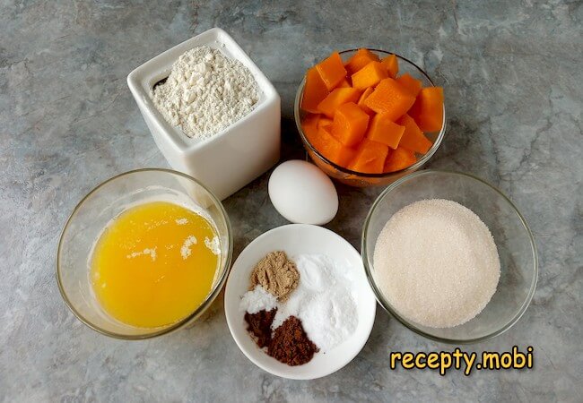 ингредиенты для приготовления тыквенных кексов с шоколадной глазурью
