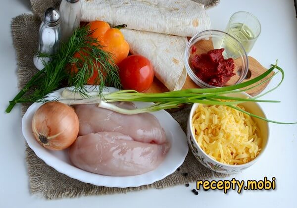 ингредиенты для приготовления кесадильи с курицей и сыром - фото шаг 1