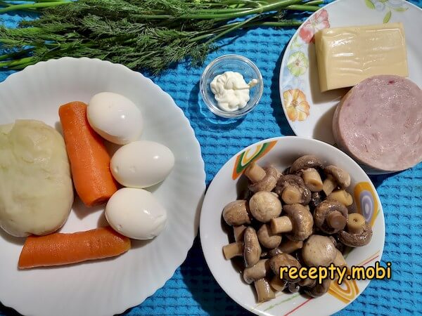 ingredients for making salad mushroom meadow with champignons - photo step 1