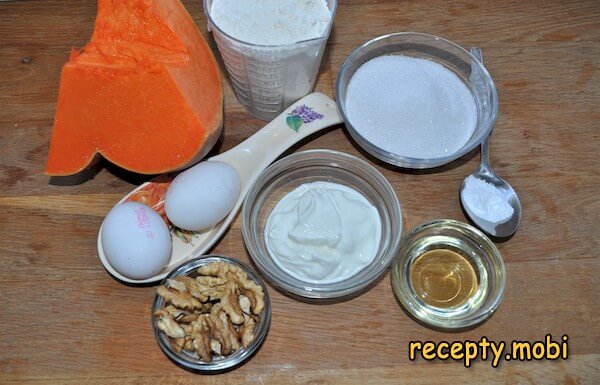ингредиенты для тыквенного кекса с грецкими орехами