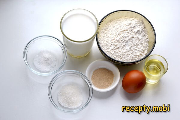 ингредиенты приготовления для дрожжевых блинов на молоке - фото шаг 1