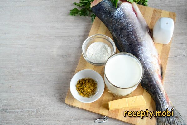 ингредиенты для приготовления горбуши в сливочном соусе в духовке - фото шаг 1