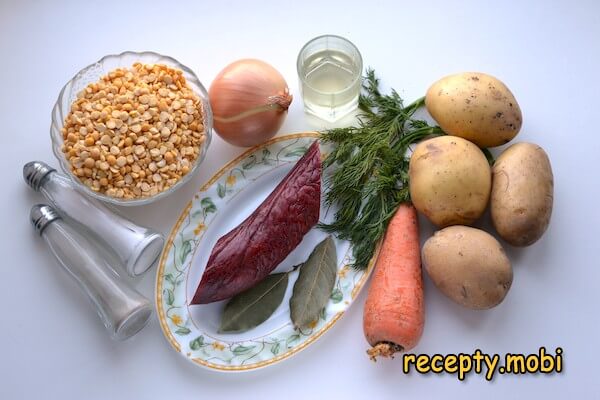 ингредиенты для приготовления горохового супа с копченой колбасой - фото шаг 1