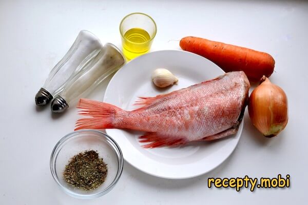 Ингредиенты для приготовления морского окуня в фольге в духовке - фото шаг 1