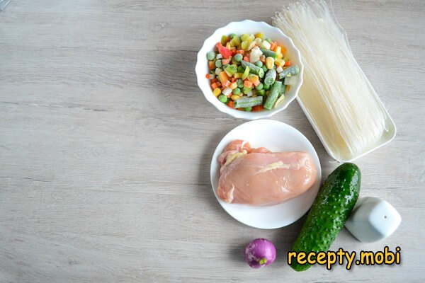 ingredients for salad with funchose and chicken - photo step 1