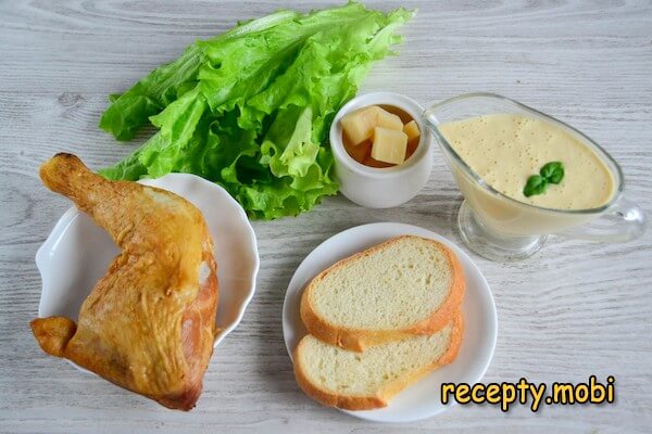 ingredients for cooking Caesar salad with smoked chicken - photo step 1