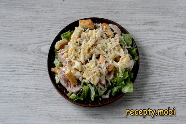 Caesar salad with smoked chicken