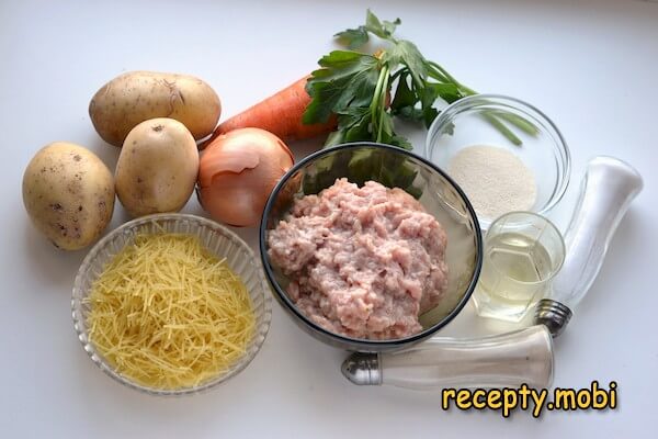 ингредиенты супа с куриными фрикадельками и вермишелью - фото шаг 1