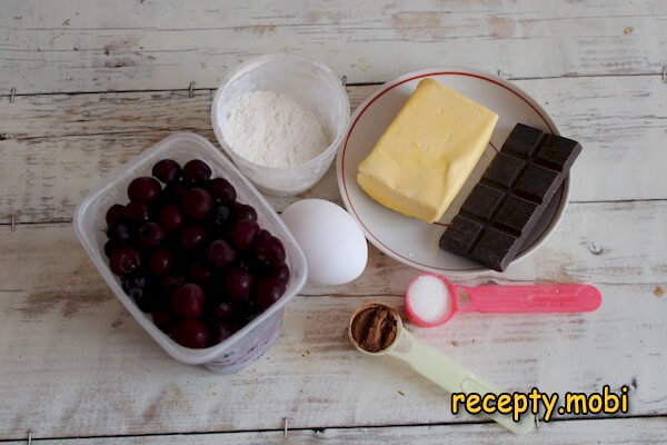 ingredients for making brownie with cherries and chocolate - photo step 1