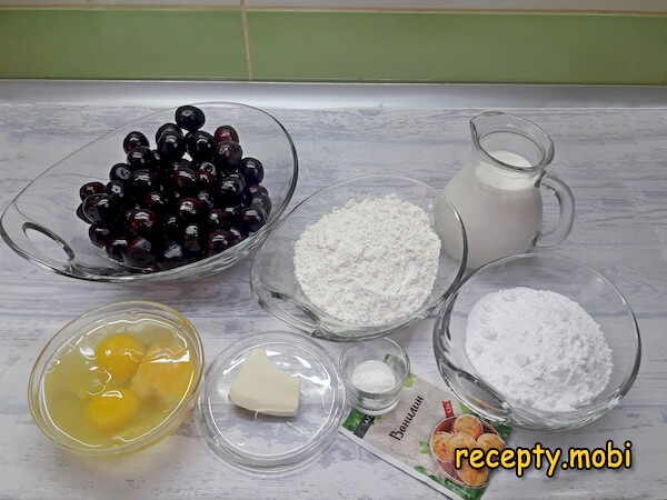 ingredients for clafoutis with sweet cherries - photo step 1