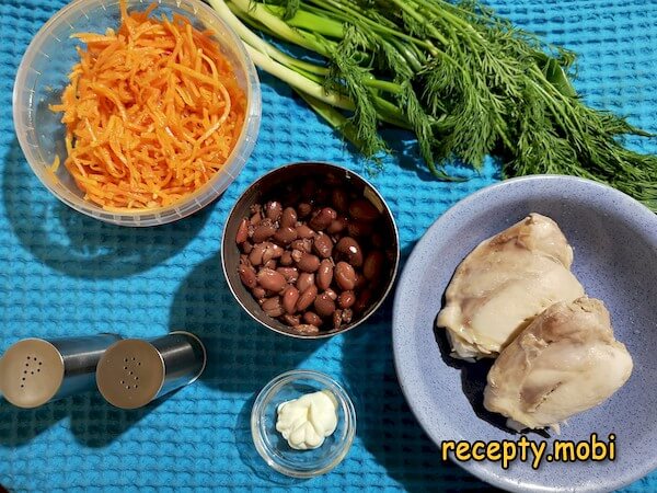 ингредиенты для приготовления салата с фасолью и корейской морковью - фото шаг 1