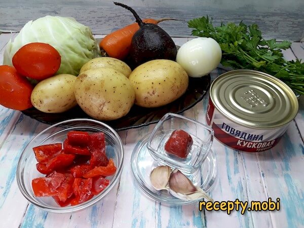 ингредиенты для приготовления борща с тушенкой - фото шаг 1