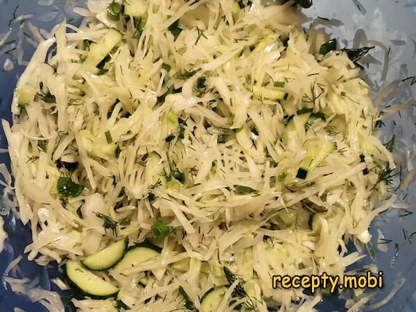 Fresh cabbage salad with cucumber