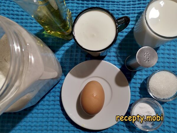 ингредиенты для приготовления блинов на кефире и молоке - фото шаг 1
