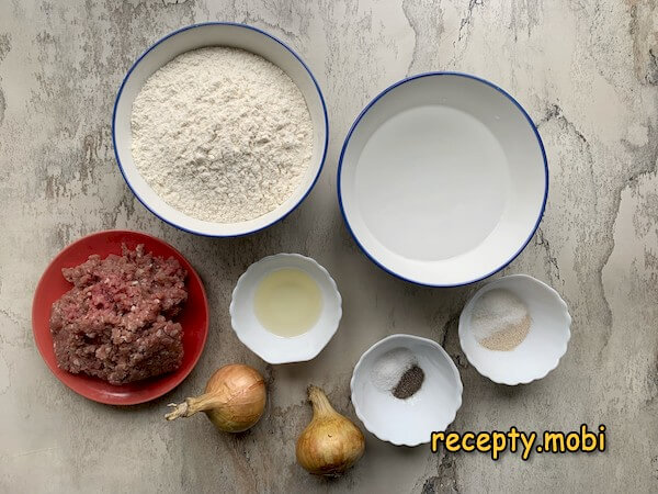 ингредиенты для приготовления беляшей с мясом
