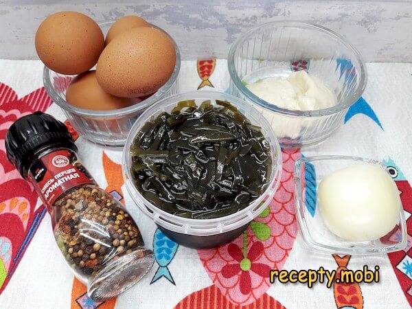 ингредиенты для приготовления салата из морской капусты с яйцами - фото шаг 1