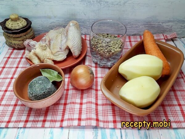 ингредиенты для супа из зеленой чечевицы с курицей - фото шаг 1