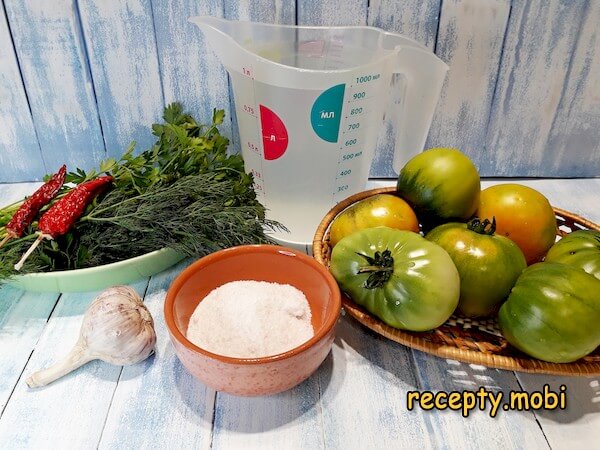 ингредиенты для приготовления зеленых помидоров по-армянски - фото шаг 1