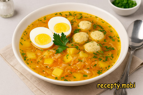 Щи с капустой и клёцками