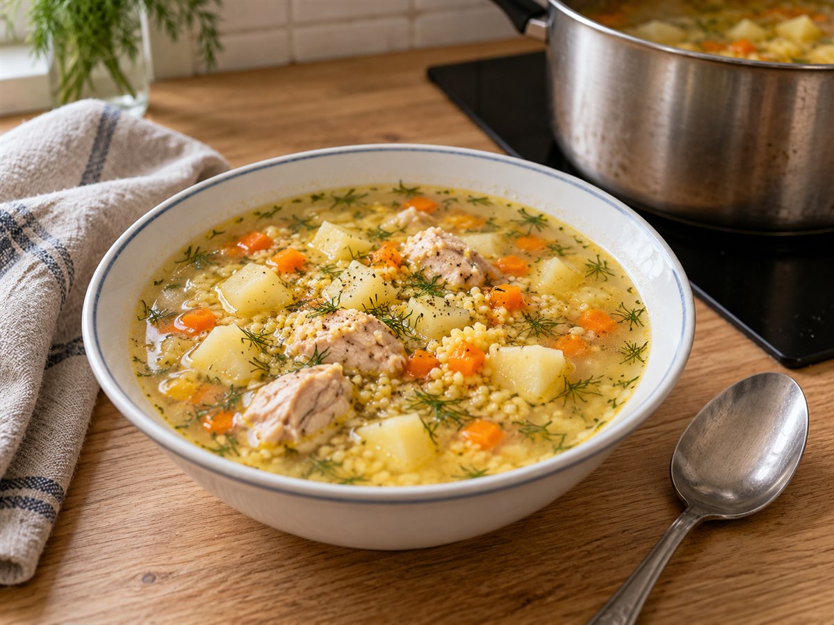 Крестьянский суп с пшеном и картофелем