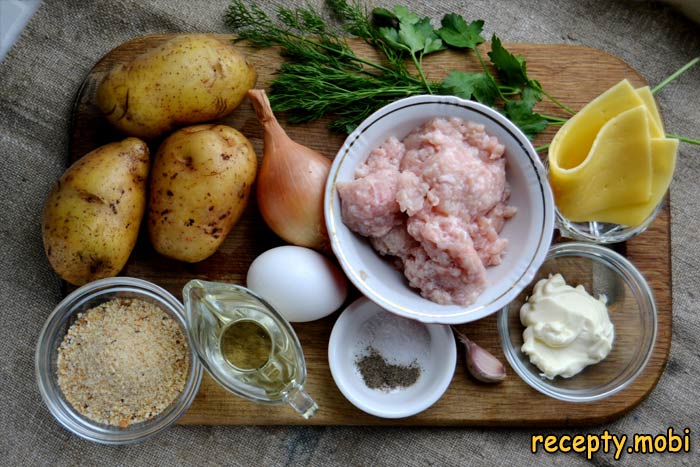 Ингредиенты для приготовления картофельных зраз с мясом