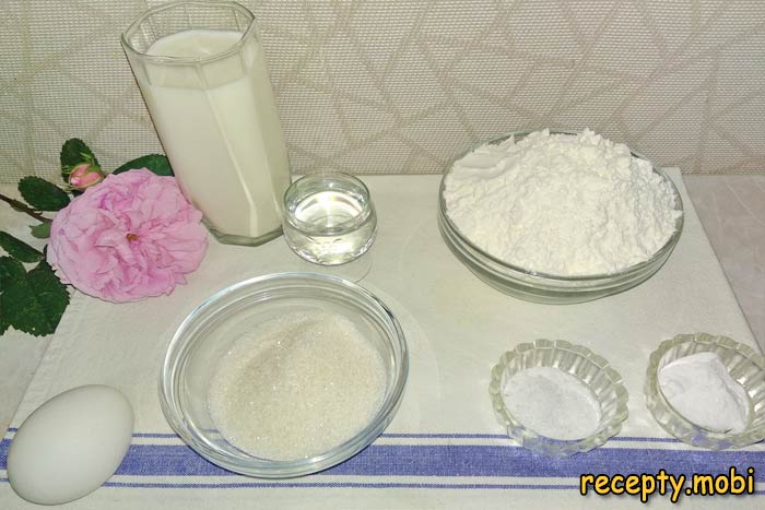 ingredients for making fluffy pancakes on kefir with soda - photo step 1