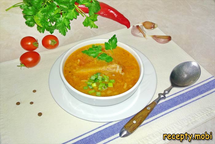 Суп харчо в мультиварке-скороварке из свинины с рисом