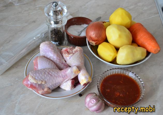 Ингредиенты для блюда из курицы с картошкой под соево-томатным соусом - фото шаг 1