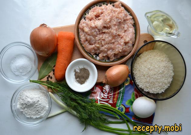 ингредиенты для приготовления тефтель из куриного фарша с рисом - фото шаг 1