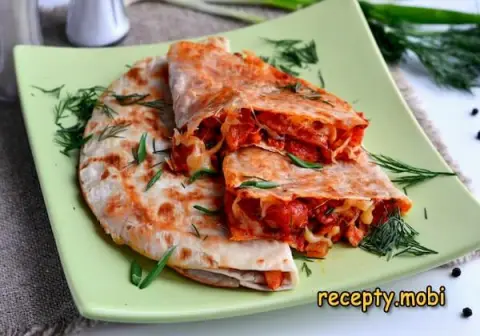 Кесадилья с курицей и сыром – пошаговый рецепт в домашних условиях