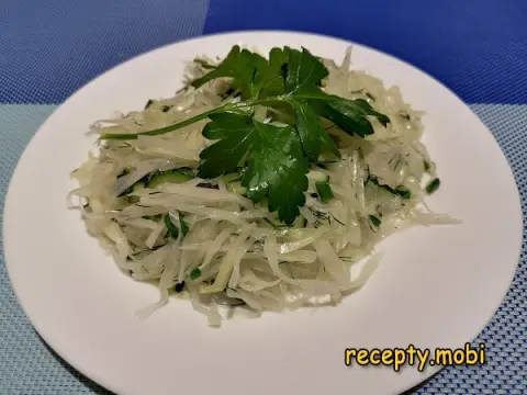 Fresh Cabbage Salad with Cucumber and Vinegar