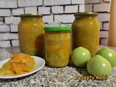 Green Tomato Salad for Winter Without Sterilization