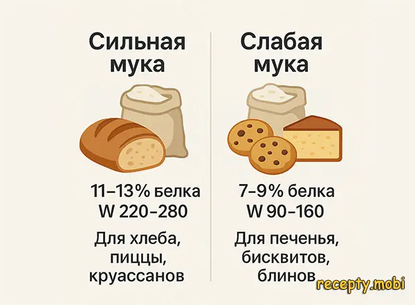 What is strong and weak flour?