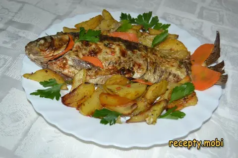 Carp in sour cream baked in the oven