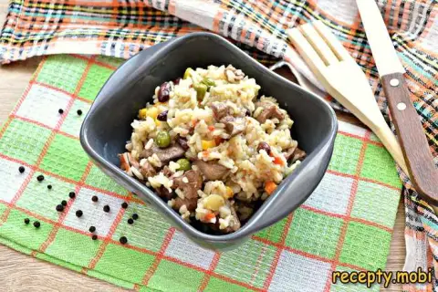 Chicken Liver with Rice and Vegetables