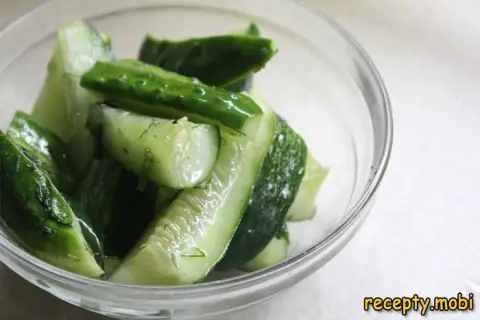 Crispy lightly salted cucumbers of dry salting