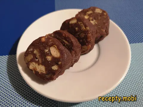 Шоколадная колбаска из печенья и какао – пошаговый рецепт классический