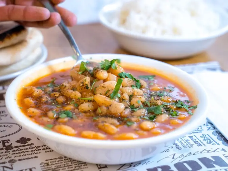 A dish made with cooked beans