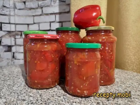 Lecho from Bell Peppers with Tomatoes for Winter without Vinegar